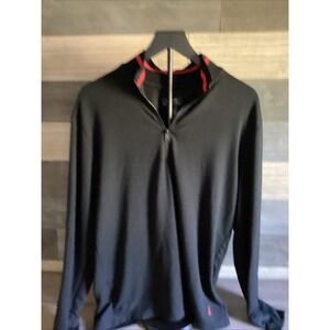 POLO RALPH LAUREN MENS SIZE MEDIUM 1/4 Zip Black Pullover Long Sleeve Shirt